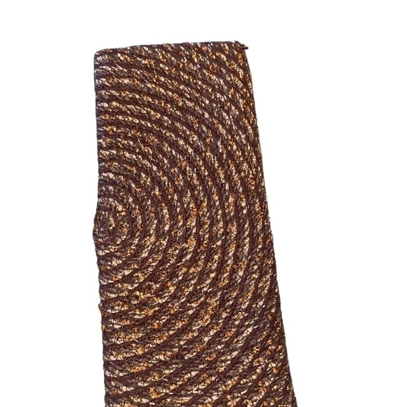 Handmade brown rope embroidered clutch crochet flower boho western 70s Fall - Picture 2 of 5